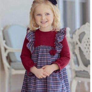 Plaid Red and Blue Kids Casual Dress